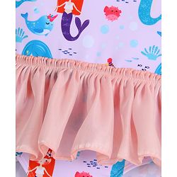 Babyhug Sleeveless Frock Swimsuit With Mermaid Print - Light Blue