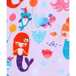 Babyhug Sleeveless Frock Swimsuit With Mermaid Print - Light Blue