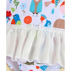Babyhug Sleeveless Printed Frock Swimsuit -White