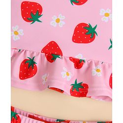 Babyhug Sleeveless Two Piece Swimsuit With Tropical Print - Pink