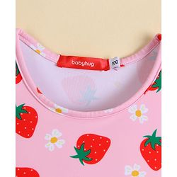 Babyhug Sleeveless Two Piece Swimsuit With Tropical Print - Pink