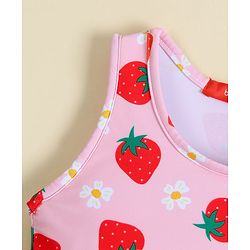 Babyhug Sleeveless Two Piece Swimsuit With Tropical Print - Pink
