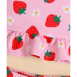Babyhug Sleeveless Two Piece Swimsuit With Tropical Print - Pink