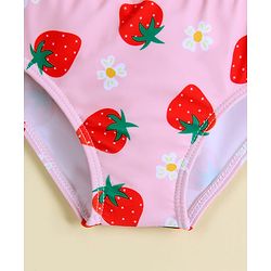 Babyhug Sleeveless Two Piece Swimsuit With Tropical Print - Pink