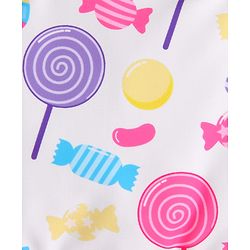 Babyhug Sleeveless Two Piece Swimsuit With Candy Print - White
