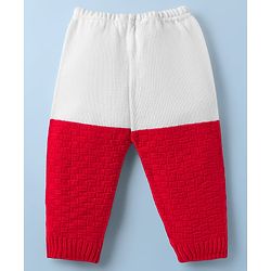 Babyhug Knit Full Sleeves Color Block Front Open Sweater Set with Cap & Booties - Red & White