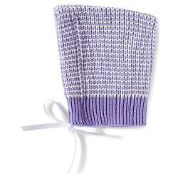 Babyhug Knitted Full Sleeves Striped Sweater Set With Cap & Booties - Lavender