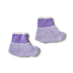 Babyhug Knitted Full Sleeves Striped Sweater Set With Cap & Booties - Lavender