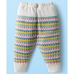 Babyhug Knit Full Sleeves Front Open Sweater & Pant Set with Cap with Knot & Booties with Cable Knit Design - Multicolor