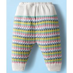 Babyhug Knit Full Sleeves Front Open Sweater & Pant Set with Cap with Knot & Booties with Cable Knit Design - Multicolor