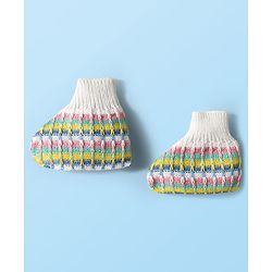 Babyhug Knit Full Sleeves Front Open Sweater & Pant Set with Cap with Knot & Booties with Cable Knit Design - Multicolor