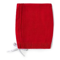 Babyhug Knitted Full Sleeves Striped Sweater Set With Cap & Booties - Red & Navy Blue