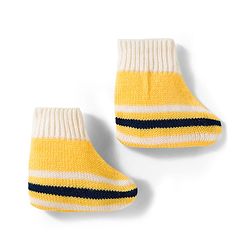 Babyhug Knit Full Sleeves Front Open Sweater Set with Stripes & Cap & Booties - Yellow White & Beige