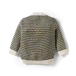 Babyhug Knit Full Sleeves Front Open Sweater Set with Stripes & Cap & Booties - Yellow White & Beige