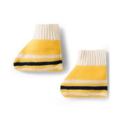 Babyhug Knit Full Sleeves Front Open Sweater Set with Stripes & Cap & Booties - Yellow White & Beige