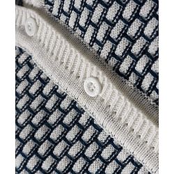 Babyhug Knitted Full Sleeves Front Open Sweater Set With Cap & Booties - Navy Blue & White