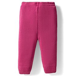 Babyhug Knit Full Sleeves Solid Color Front Open Sweater Set with Pair of Mittens & Cap - Dark Pink