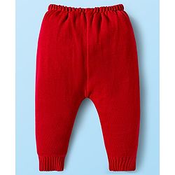 Babyhug Knitted Full Sleeves Striped Sweater Set With Cap & Booties - Red