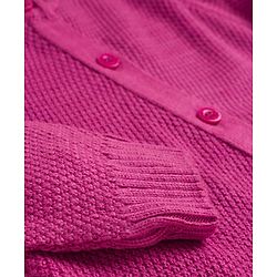 Babyhug Knit Full Sleeves Solid Color Front Open Sweater - Pink