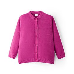 Babyhug Knit Full Sleeves Solid Color Front Open Sweater - Pink