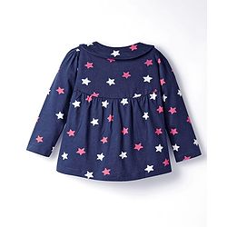 Babyhug Cotton Knit Full Sleeves Co-ords Night Suit With Star Print - Violet