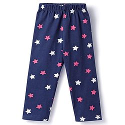 Babyhug Cotton Knit Full Sleeves Co-ords Night Suit With Star Print - Violet