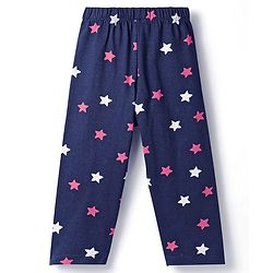 Babyhug Cotton Knit Full Sleeves Co-ords Night Suit With Star Print - Violet