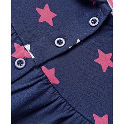 Babyhug Cotton Knit Full Sleeves Co-ords Night Suit With Star Print - Violet