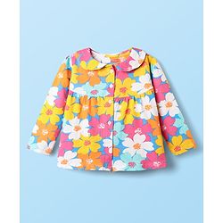 Babyhug Cotton Knit Full Sleeves Co-ords Night Suit With Floral Print - Multicolour