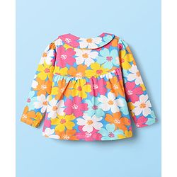 Babyhug Cotton Knit Full Sleeves Co-ords Night Suit With Floral Print - Multicolour