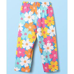 Babyhug Cotton Knit Full Sleeves Co-ords Night Suit With Floral Print - Multicolour