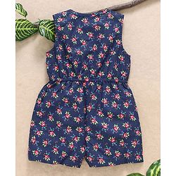 Babyhug Sleeveless Jumpsuit Rose Print - Navy Blue