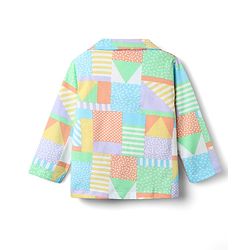 Babyhug Cotton Knit Full Sleeves Front Open Co-ords Night Suit with Abstract Print - Multicolor