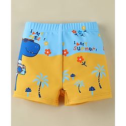 Babyhug Swimming Trunk With Dino Theme Print - Yellow