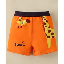 Babyhug Swimming Trunk With Giraffe Print - Orange