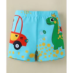 Babyhug Swimming Trunk With Dino Print - Light Blue