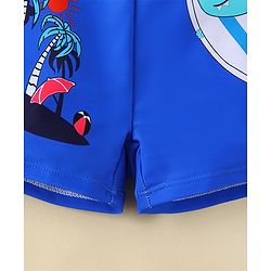 Babyhug Swimming Trunk With Dino Print & Cap - Blue