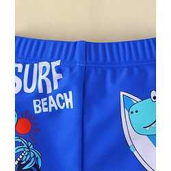 Babyhug Swimming Trunk With Dino Print & Cap - Blue