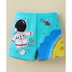 Babyhug Swimming Trunk With Space Theme Print - Light Blue