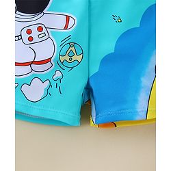 Babyhug Swimming Trunk With Space Theme Print - Light Blue