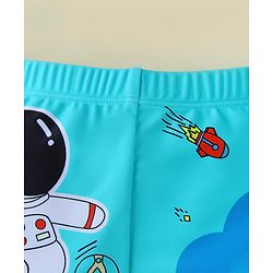 Babyhug Swimming Trunk With Space Theme Print - Light Blue