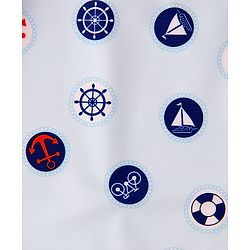 Babyhug Half Raglan Sleeves Legged Swimsuit With Nautical Theme Print - Blue