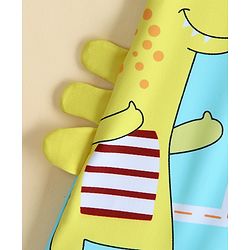 Babyhug Half Sleeves Legged Swimsuit  With Dino Print & Cap - Light Blue