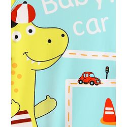 Babyhug Half Sleeves Legged Swimsuit  With Dino Print & Cap - Light Blue