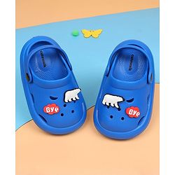 Cute Walk by Babyhug Clogs With Bear & Text Applique - Blue