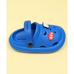Cute Walk by Babyhug Clogs With Bear & Text Applique - Blue