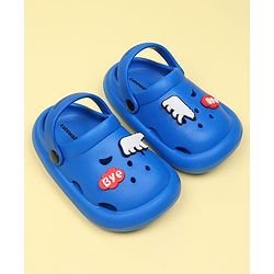 Cute Walk by Babyhug Clogs With Bear & Text Applique - Blue