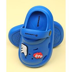 Cute Walk by Babyhug Clogs With Bear & Text Applique - Blue