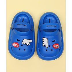 Cute Walk by Babyhug Clogs With Bear & Text Applique - Blue