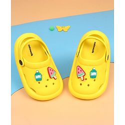 Cute Walk by Babyhug Back Strap Clousre Clogs With Ice Cream Applique - Yellow